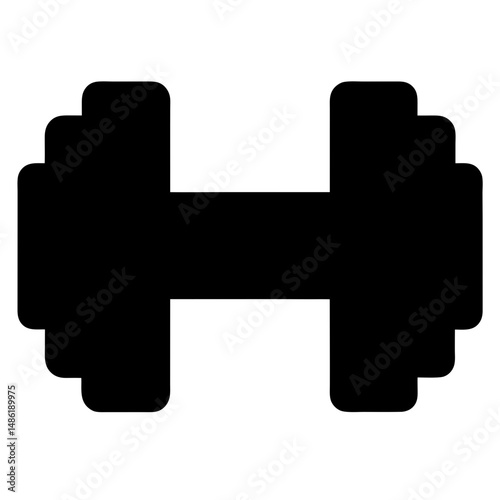 Pixelated dumbbell illustration symbolizing fitness, strength, and physical exercise training