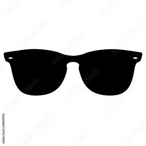 Stylish silhouette of classic wayfarer sunglasses against a white background