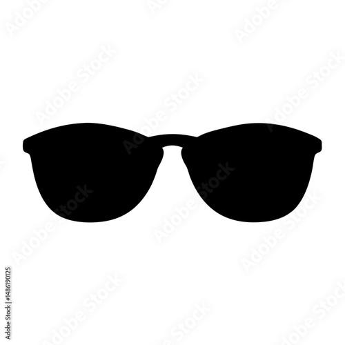 Stylized black silhouette illustration of sunglasses on a clean white backdrop