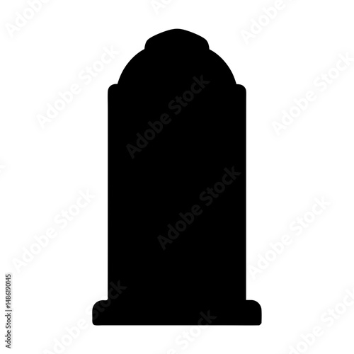 Silhouette of a traditional gravestone memorializing the deceased in black and white