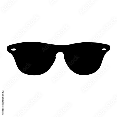 Stylized Black Sunglasses Silhouetted on a White Background for Summer Fashion