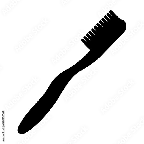 Black and white silhouette illustration of a toothbrush for dental hygiene