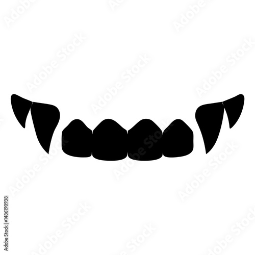 Spooky Vampire Teeth Grin Silhouette for Halloween Horror Themes and Designs