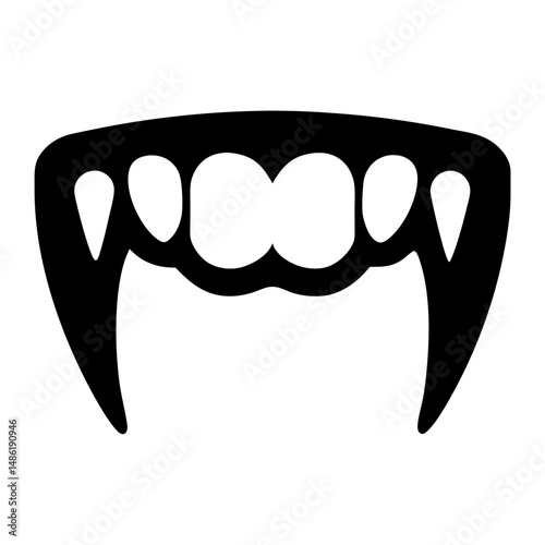 Stylized Black and White Vampire Teeth Illustration for Halloween Designs