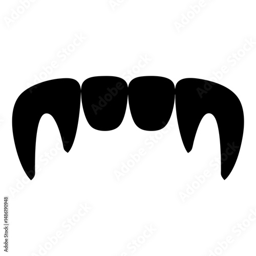 Simplified black vector graphic of vampire teeth against a white background