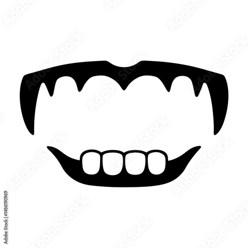 Cartoon Halloween Pumpkin Mouth Shape for Carving, Silhouetted in Black
