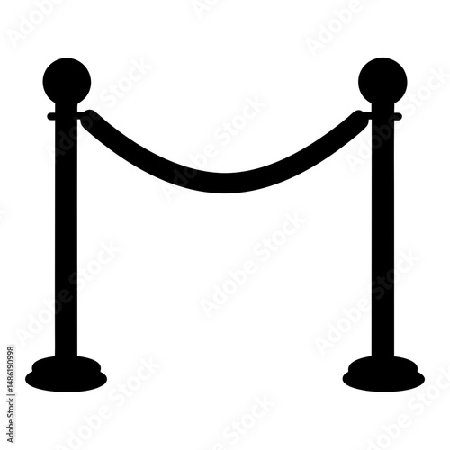 Black velvet rope isolated on white, used to block access to areas