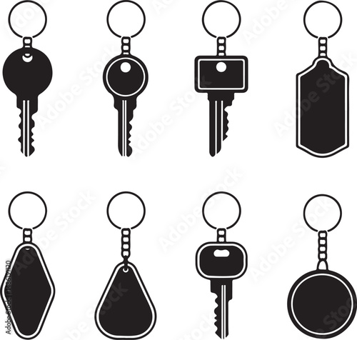 Collection of Eight Different Keychains with Keys