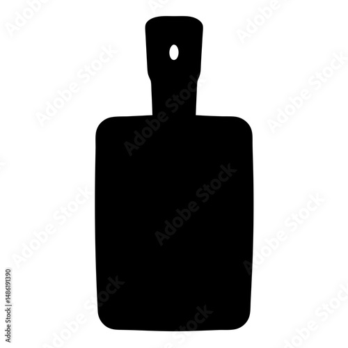 Silhouette of a Wooden Cutting Board with Handle and Hanging Hole