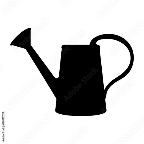 Black silhouette of a classic watering can for gardening and irrigation