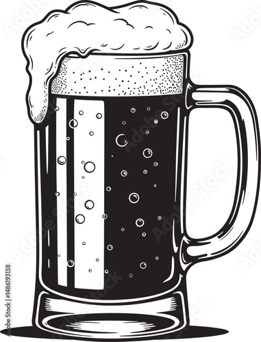  Beer Glass and Mugs Collection Silhouettes White Color Background