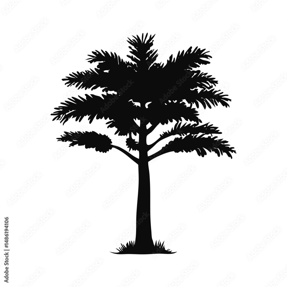 Fototapeta premium Tree Icon. Nature Growth Symbol. Green Ecology Illustration. Forest Silhouette Graphic. Environmental Conservation & Sustainability Design.