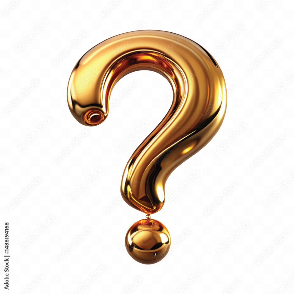 Naklejka premium abstract 3d question mark sign in different gold colour style isolated on white background