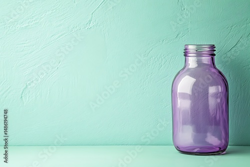 Purple bottle against textured green backdrop
