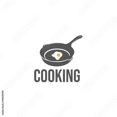 Cooking Egg using pan vector illustration