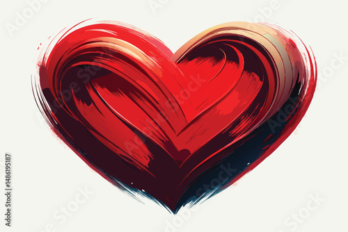 Abstract Red Heart Painting. A Romantic Expression of Love