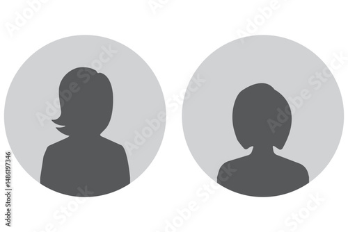 Male and female face silhouette or icon. Man and woman avatar profile. Unknown or anonymous person. eps 10