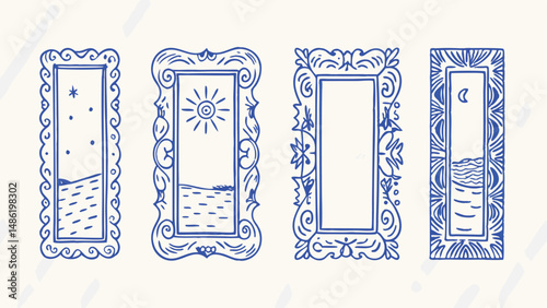 Hand drawn doodle frames in a minimalist stamp style perfect for adding a unique touch to your designs illustrations or scrapbook projects