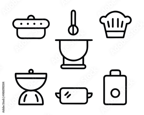 Kitchen and Cooking thin line web icon set. Outline icons collection. Simple vector illustration