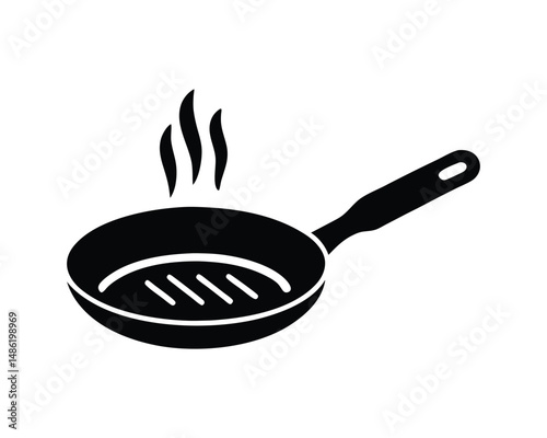 Empty pan with steam, cooking icon