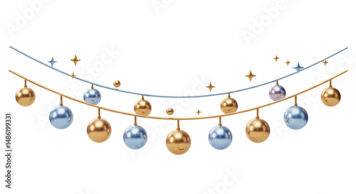 Isolated Hanging Christmas Ornaments