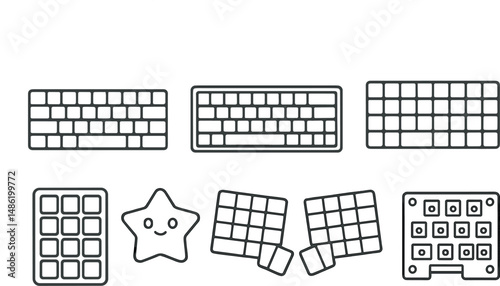 Minimalist keyboard icons set – outline, simple and compose designs