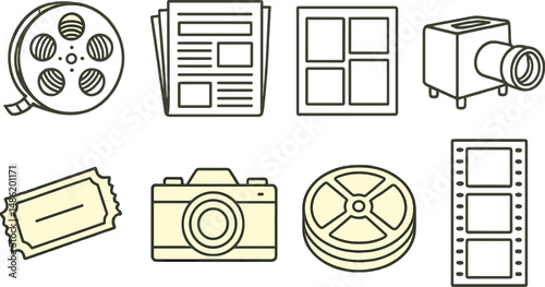 Retro media silhouette icons set – vintage, classic technology and nostalgia symbols