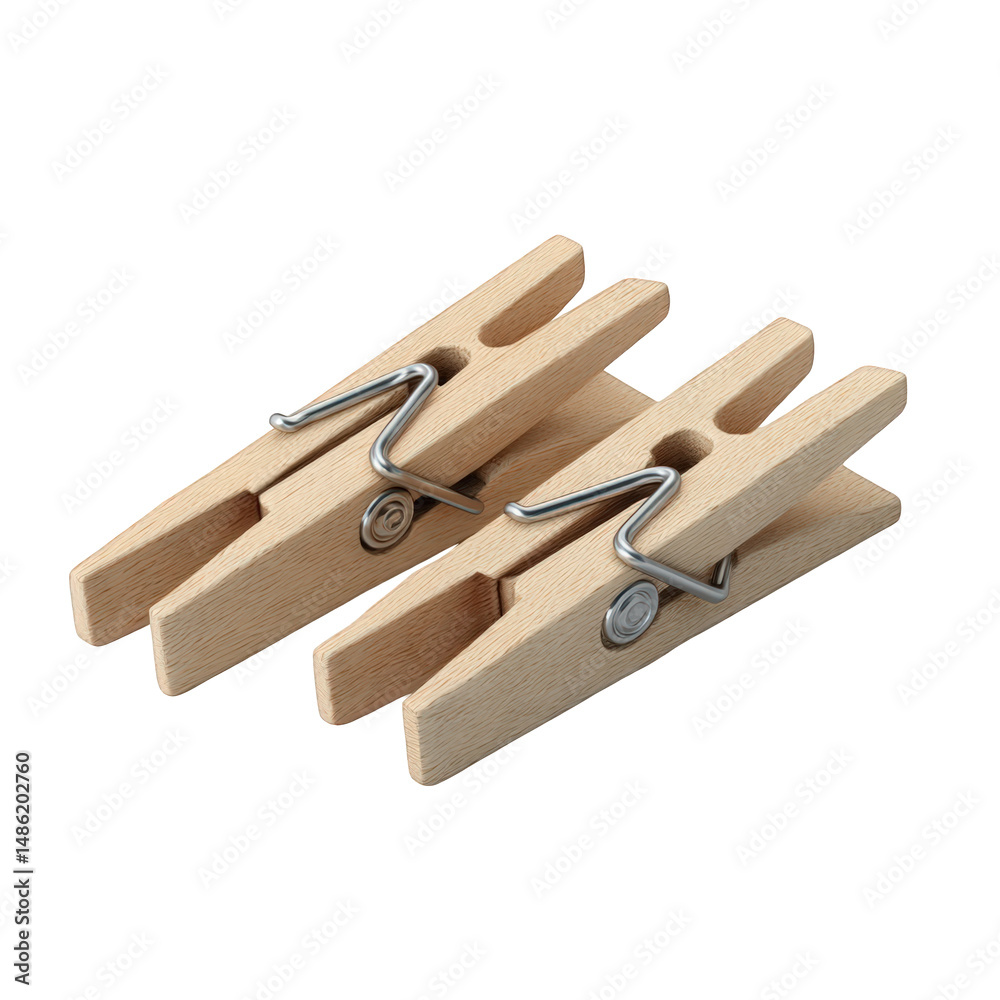 Two wooden clothespins close up studio shot isolated peg clip on transparent background Two wooden clothespins close up studio shot isolated peg clip on transparent background