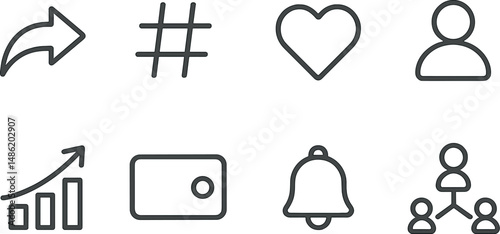Digital engagement silhouette icons set – social media, online interaction symbols guide