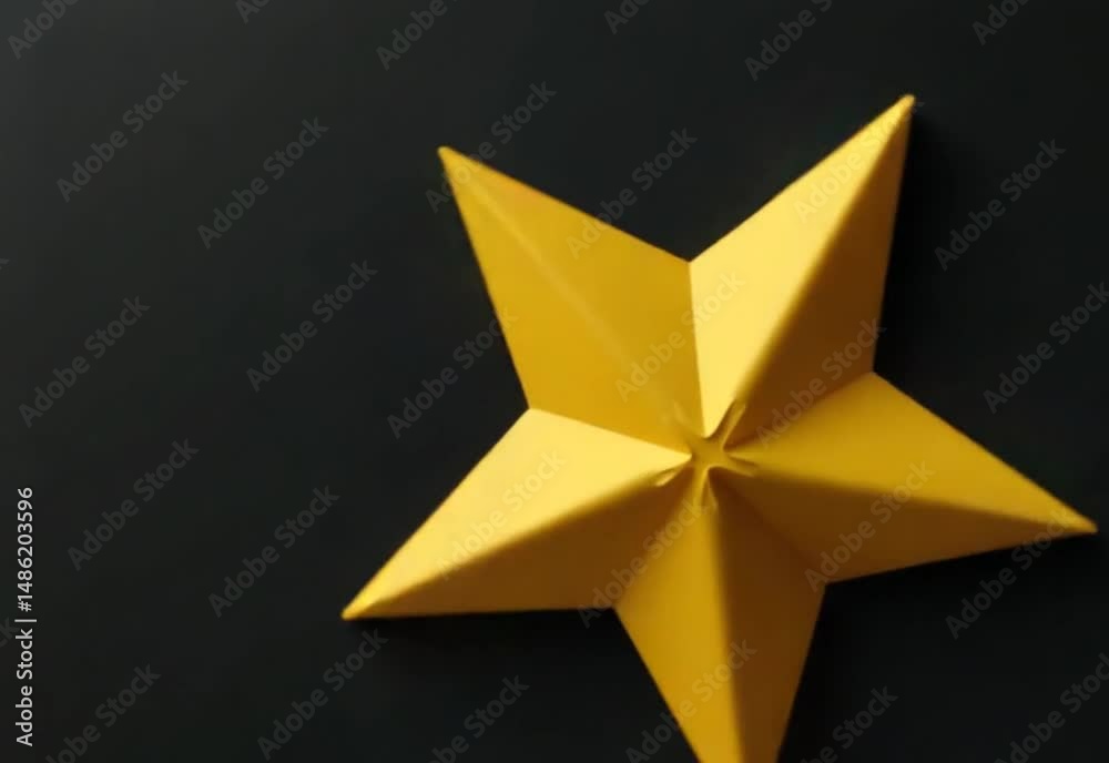Yellow slim sixteegonal star simple flat geometric on dark grey black background loop.