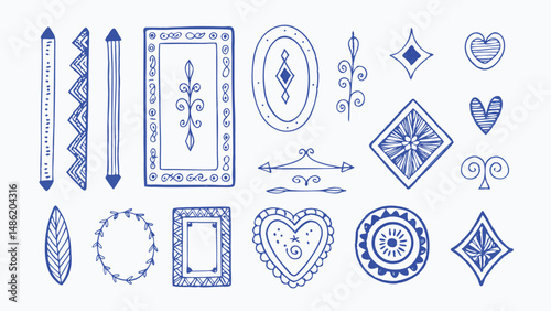 Hand drawn abstract design elements swirls lines and shapes for embellishing creative projects