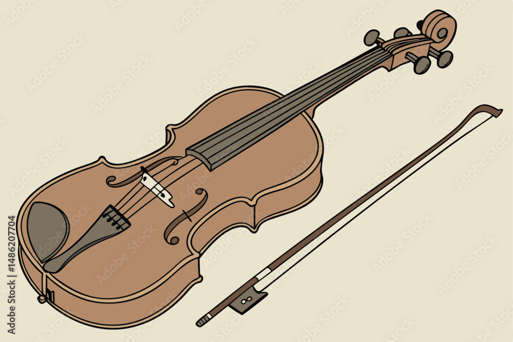 Obraz premium 131 violin, cello, string instruments, musical instruments, woodgrain finish, detailed rendering, highly realistic, studio lighting, seamless background, photorealistic