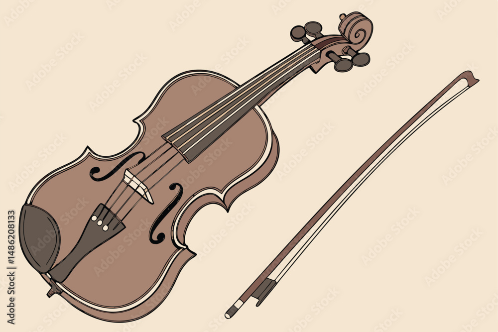 Obraz premium 131 violin, cello, string instruments, musical instruments, woodgrain finish, detailed rendering, highly realistic, studio lighting, seamless background, photorealistic
