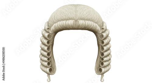 Isolated Curly Judge Wig in White
