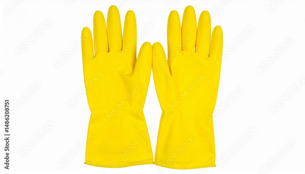 Obraz premium Yellow Rubber Gloves photo on plain white background
