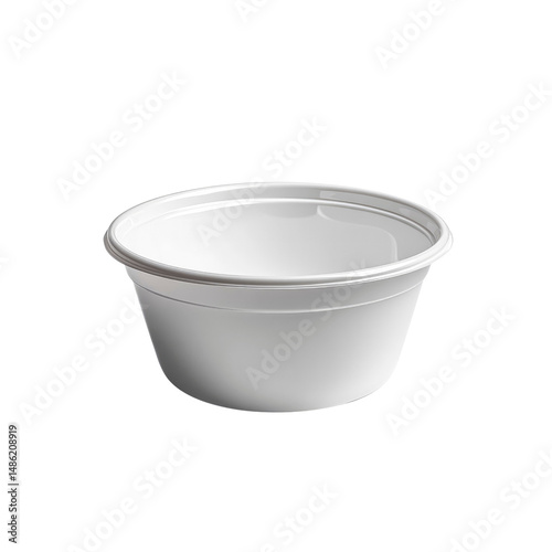 White Plastic Food Container, Disposable Bowl, Empty Take Away Cup