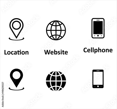 Location, Website, Cellphone icons.