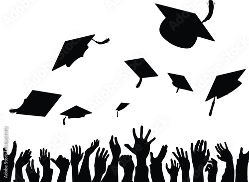 Graduation cap silhouette icon vector on a white background