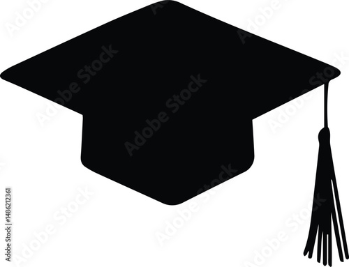 Graduation cap silhouette icon vector on a white background
