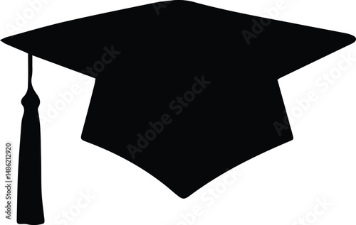 Graduation cap silhouette icon vector on a white background