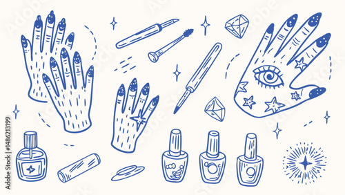 Hand drawn nail art designs a collection of stylish and trendy manicure illustrations perfect for salons blogs and social media