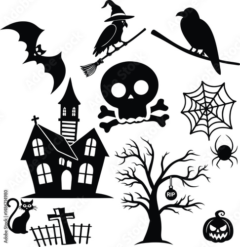 set of halloween elements