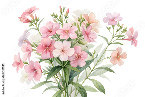 Watercolor Balsam Bouquet Isolated on Transparent Background