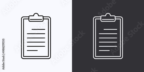 Clipboard Icon – Vector Outline – Black and White Preview