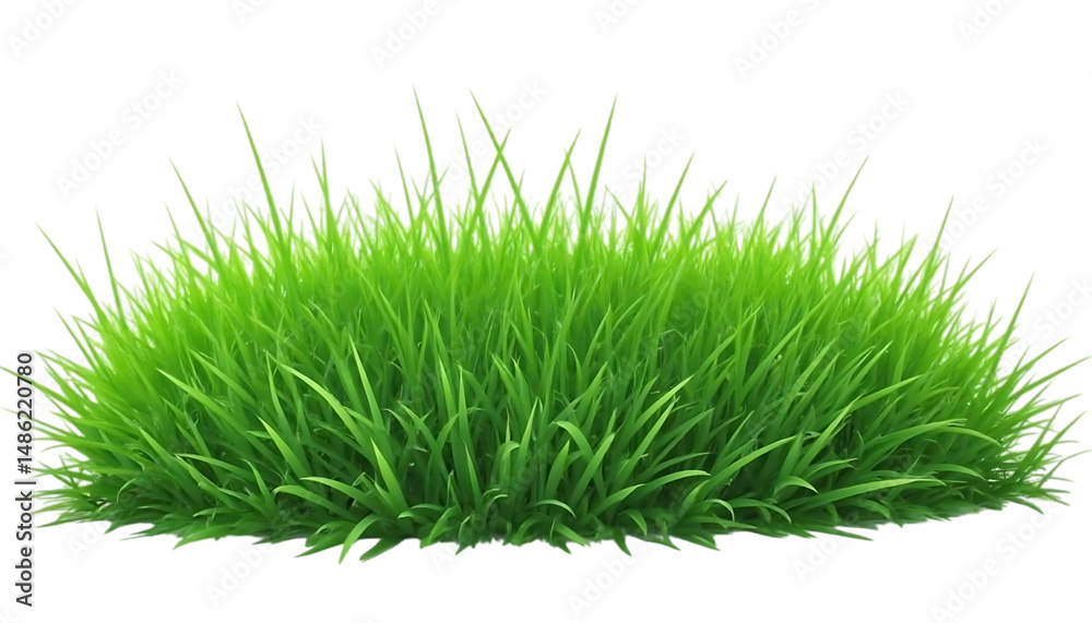 Obraz premium Lush Green Grass Tuft, Isolated on White Background, Perfect for Nature Scenes and Designs