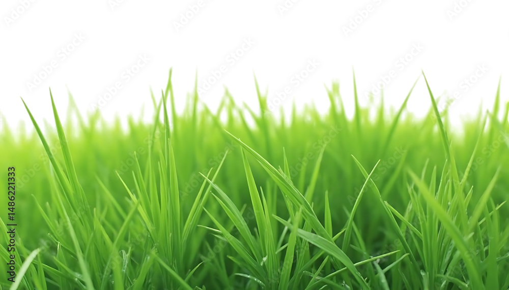 Fototapeta premium Vibrant Green Grass Blades, Lush Meadow Texture, Nature Background