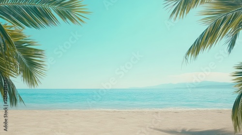Wallpaper Mural Tropical Beach Paradise: Serene Ocean View with Palm Trees Torontodigital.ca