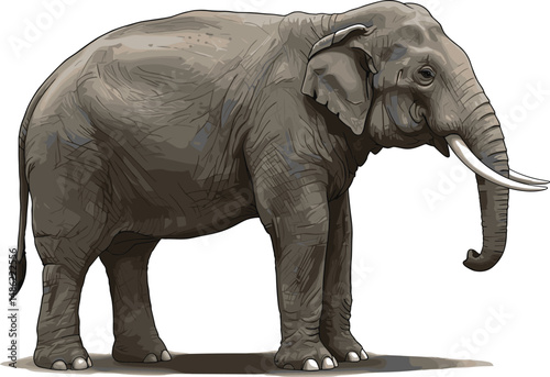 Gray Elephant vector illustration. Majestic Wildlife Animal clipart transparent on white background
