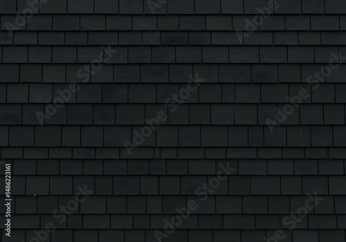 Black Shingle Wall Texture Seamless Background Design Pattern