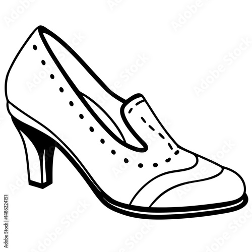 Elegant Womens High Heel Loafer Shoe Drawing
